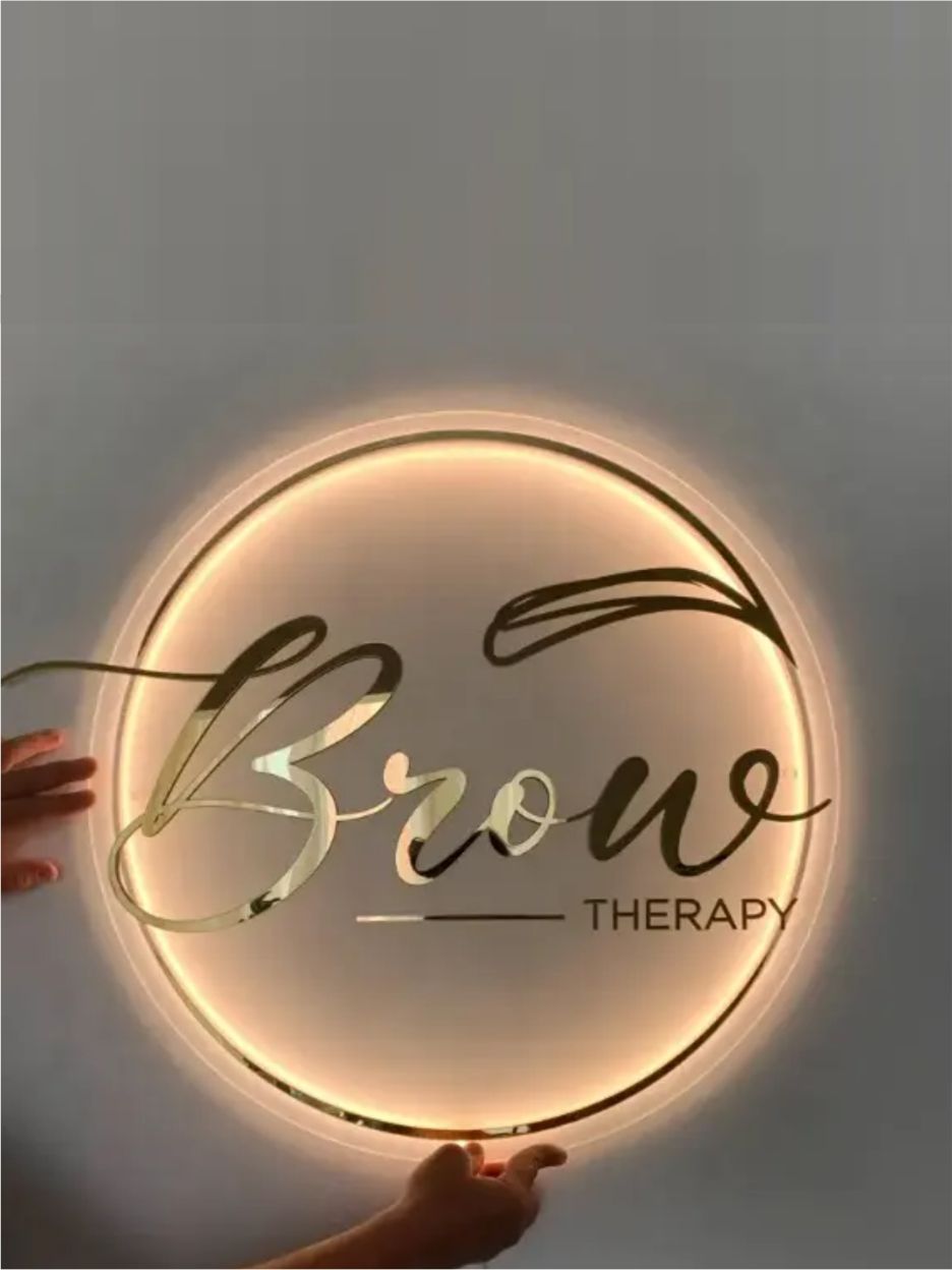 custom office indoor signage with light