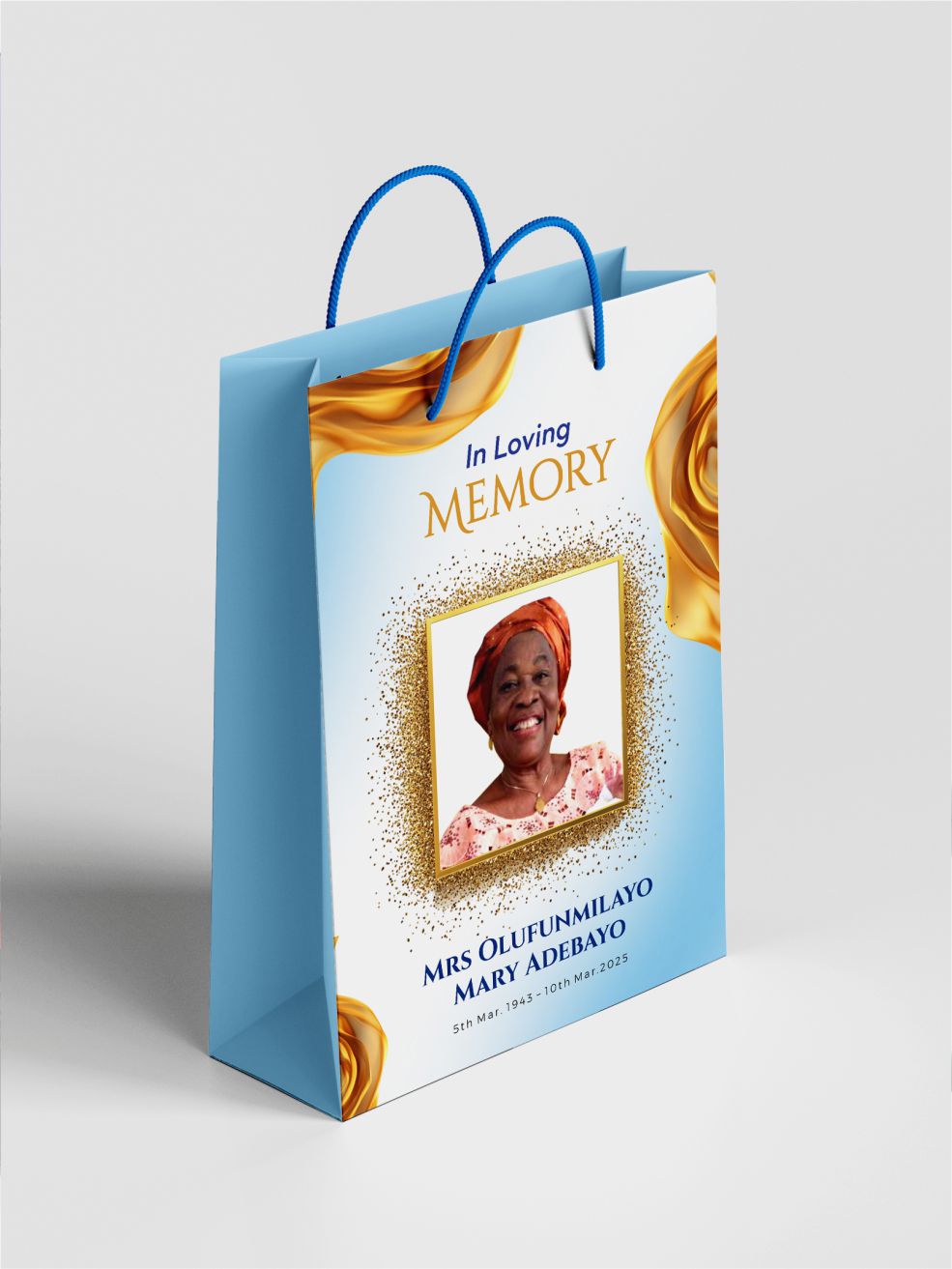 custom funeral paper bag print for burial event souvenirs